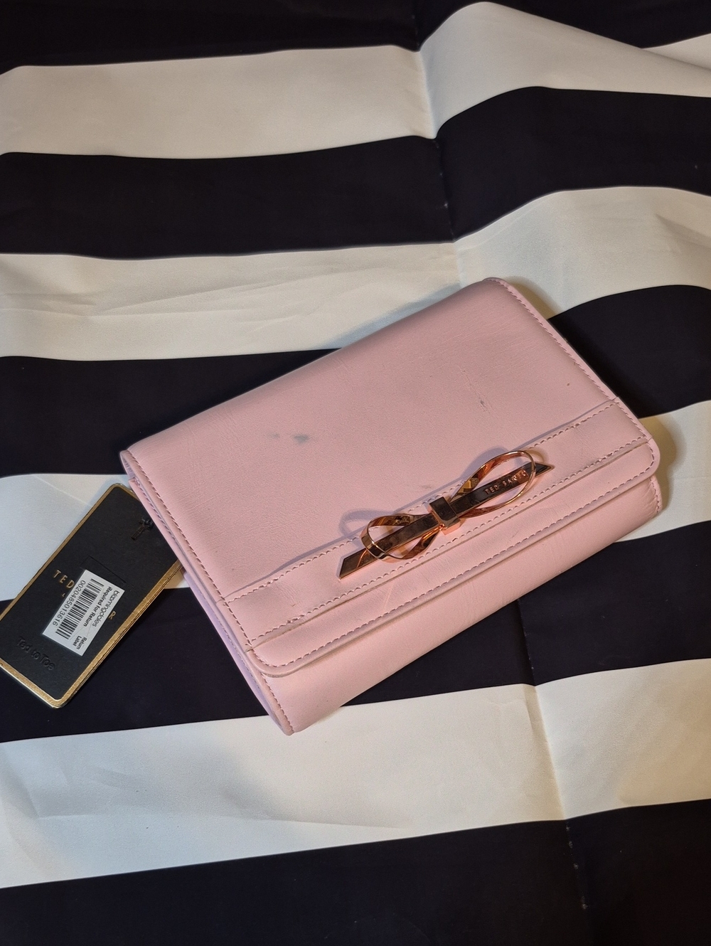 Ted Baker Bubble Gum Pink Clutch with Gold Bow Accent - Picture 2 of 9